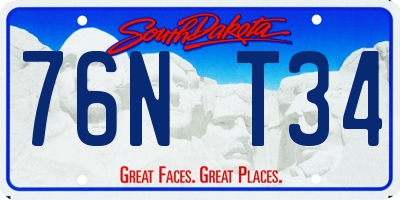 SD license plate 76NT34