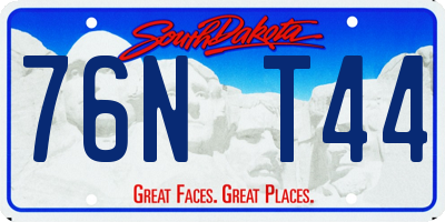 SD license plate 76NT44