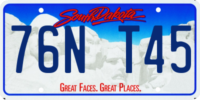 SD license plate 76NT45