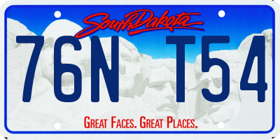 SD license plate 76NT54