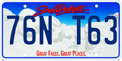 SD license plate 76NT63