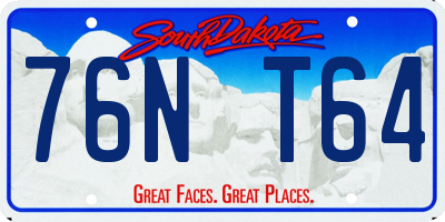 SD license plate 76NT64