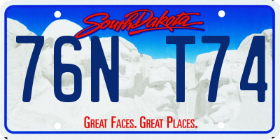 SD license plate 76NT74