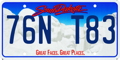 SD license plate 76NT83
