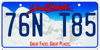 SD license plate 76NT85