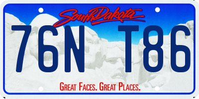 SD license plate 76NT86