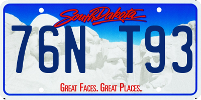 SD license plate 76NT93
