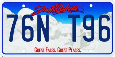 SD license plate 76NT96
