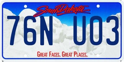 SD license plate 76NU03