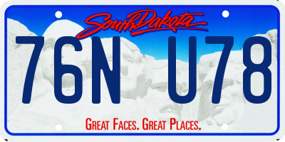 SD license plate 76NU78