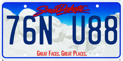 SD license plate 76NU88