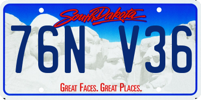 SD license plate 76NV36