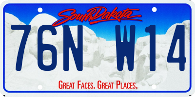 SD license plate 76NW14