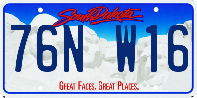SD license plate 76NW16