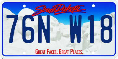 SD license plate 76NW18
