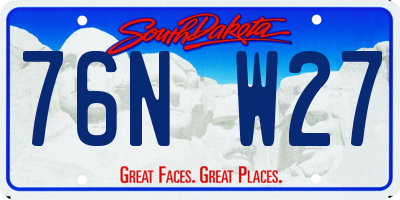 SD license plate 76NW27