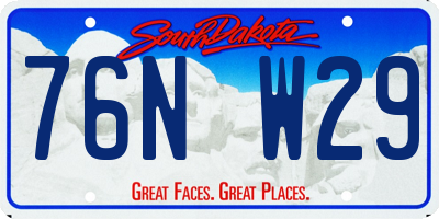 SD license plate 76NW29