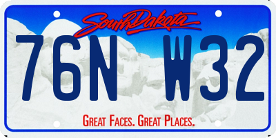 SD license plate 76NW32