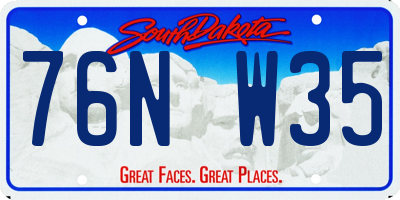 SD license plate 76NW35