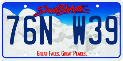 SD license plate 76NW39