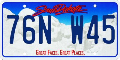 SD license plate 76NW45
