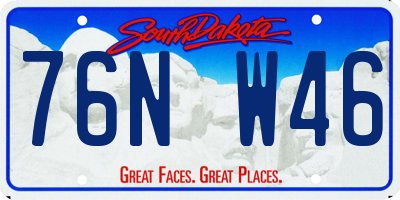 SD license plate 76NW46