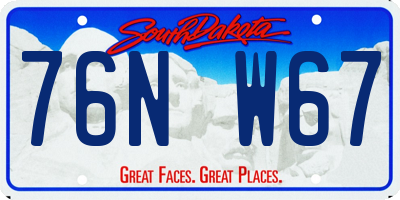 SD license plate 76NW67