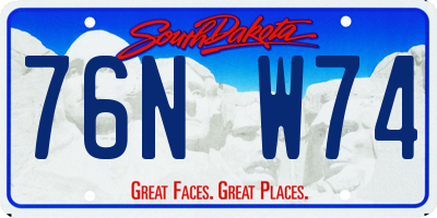 SD license plate 76NW74