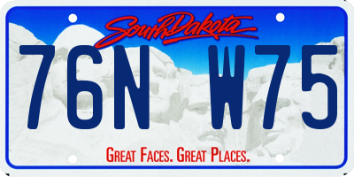 SD license plate 76NW75