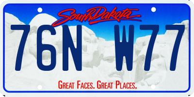 SD license plate 76NW77