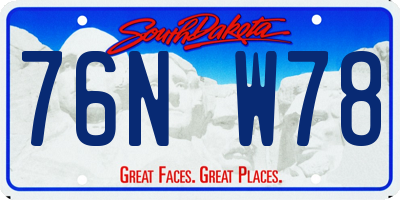 SD license plate 76NW78
