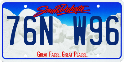 SD license plate 76NW96
