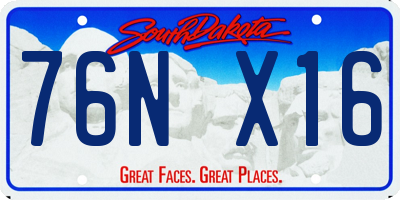SD license plate 76NX16