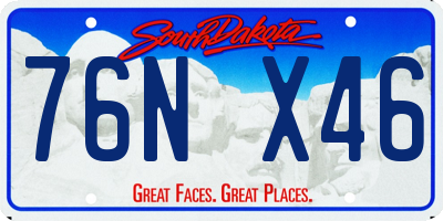 SD license plate 76NX46