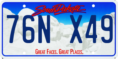 SD license plate 76NX49