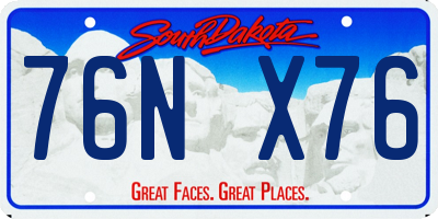 SD license plate 76NX76