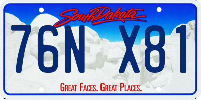 SD license plate 76NX81