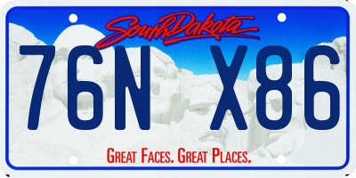 SD license plate 76NX86