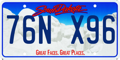 SD license plate 76NX96