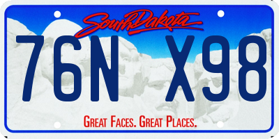 SD license plate 76NX98