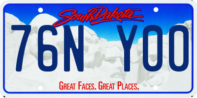 SD license plate 76NY00