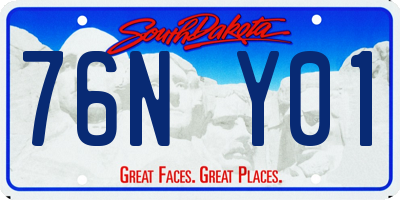 SD license plate 76NY01