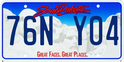 SD license plate 76NY04