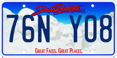 SD license plate 76NY08