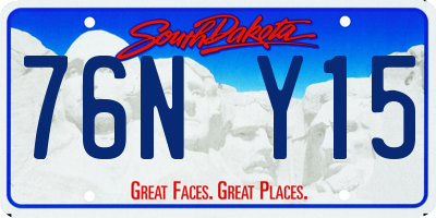 SD license plate 76NY15