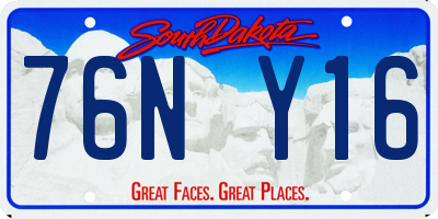 SD license plate 76NY16