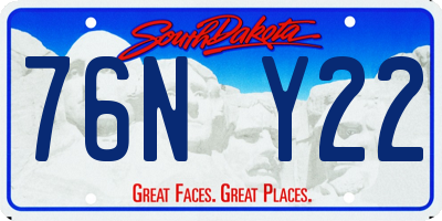 SD license plate 76NY22