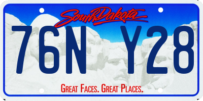 SD license plate 76NY28