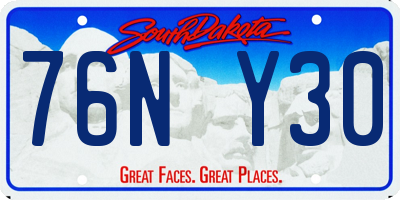 SD license plate 76NY30
