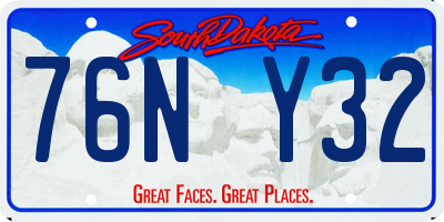 SD license plate 76NY32